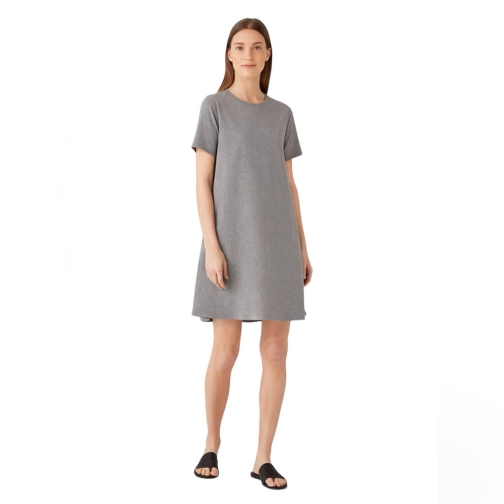Eileen fisher gray knit cotton dress size large